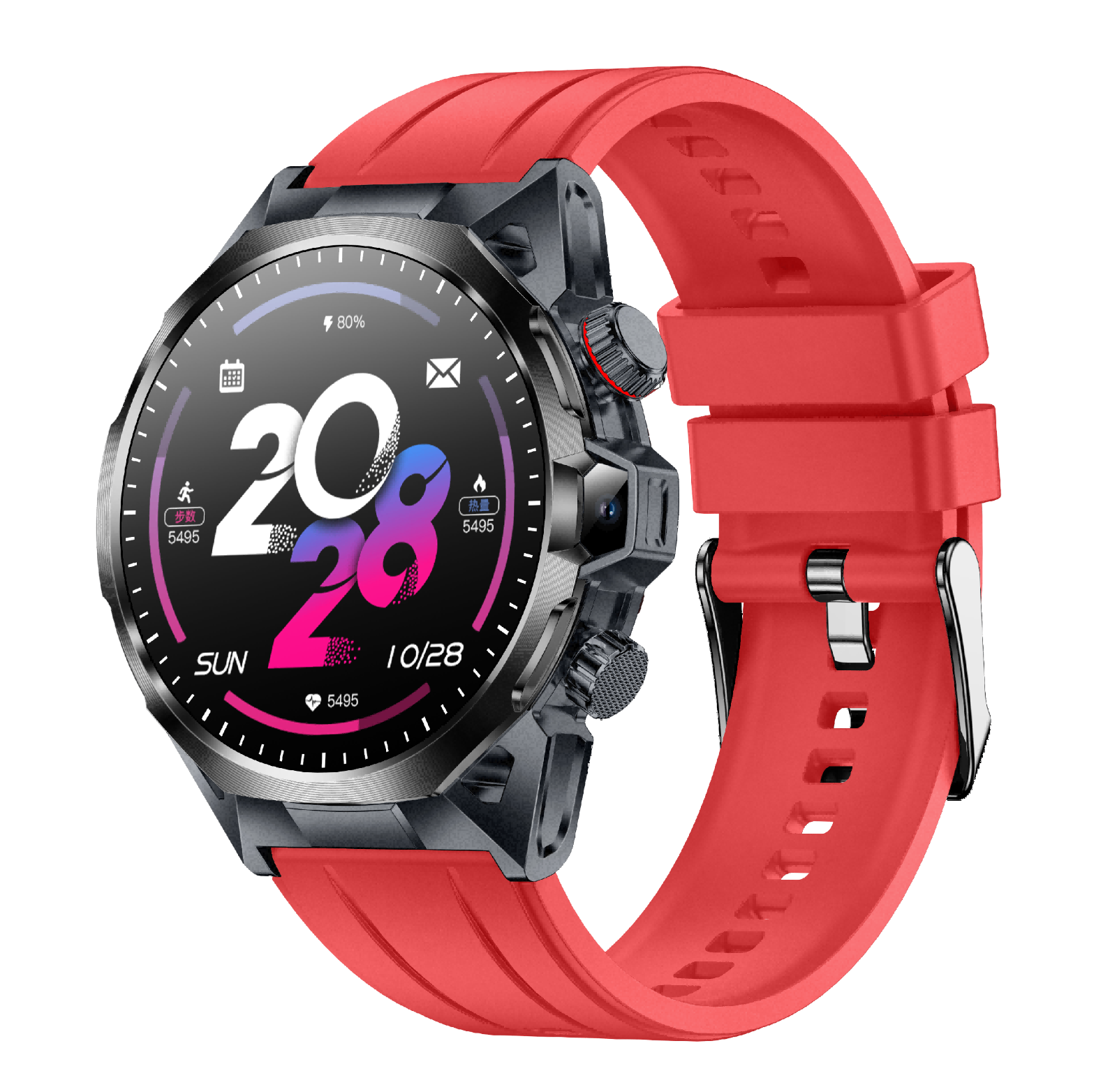 1.43" AMOLED 466*466 4G-SIM Smartwatch | HD Dual-Cam, GPS, Face-ID, SOS, NFC, SeTracker