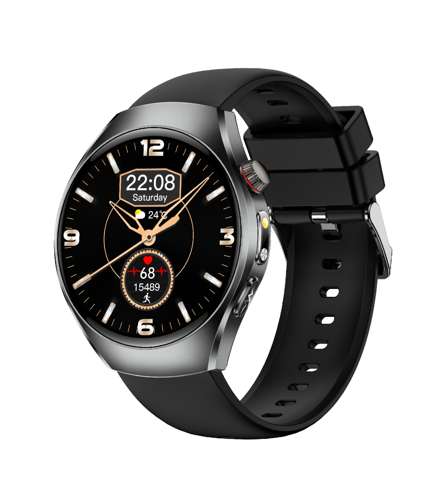 AMOLED Smart Watch 1.43 inch, Bluetooth Call Fitness Tracker, ECG Heart Rate Blood Pressure Oxygen Glucose Uric Acid Lipid Body Fat Monitor, Women Men Health Watch with SOS, Alipay, Sleep Monitor